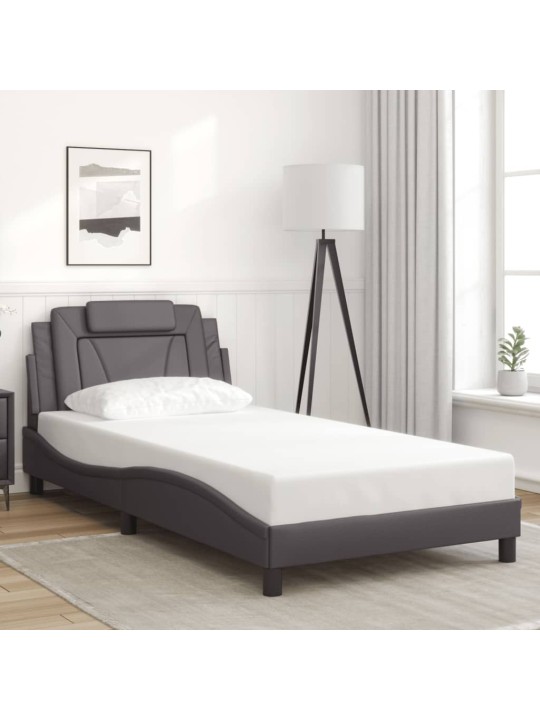 Rám postele s led osvětlením šedý 100 x 200 cm umělá kůže