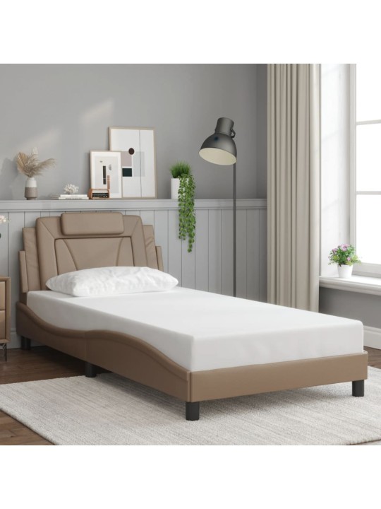Rám postele s led osvětlením cappuccino 100 x 200 cm umělá kůže