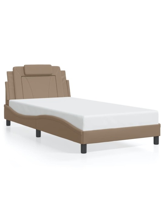 Rám postele s led osvětlením cappuccino 100 x 200 cm umělá kůže