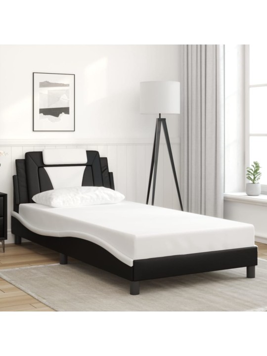Rám postele s led osvětlením černý a bílý 100x200 cm umělá kůže