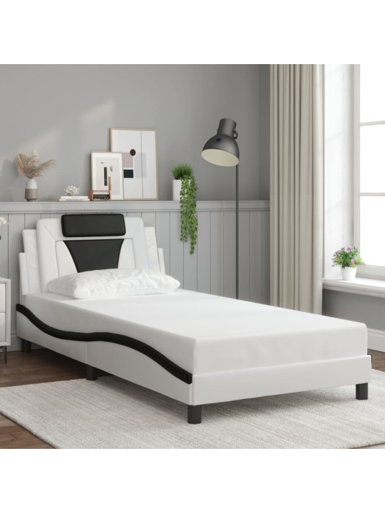 Rám postele s led osvětlením bílý a černý 100x200 cm umělá kůže