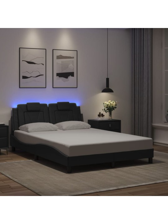 Rám postele s led osvětlením černý 120 x 200 cm umělá kůže