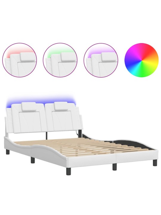 Rám postele s led osvětlením bílý 120 x 200 cm umělá kůže
