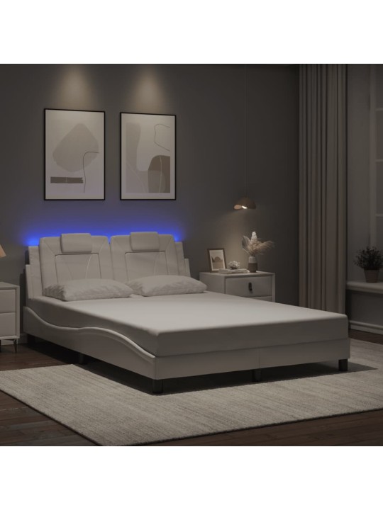 Rám postele s led osvětlením bílý 120 x 200 cm umělá kůže