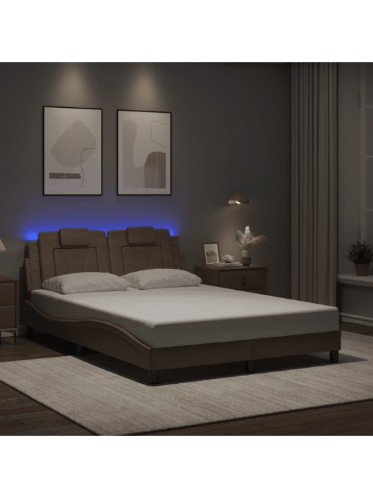 Rám postele s led osvětlením cappuccino 120 x 200 cm umělá kůže