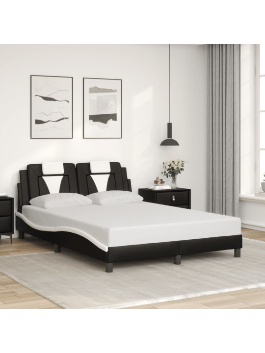 Rám postele s led osvětlením černý a bílý 120x200 cm umělá kůže