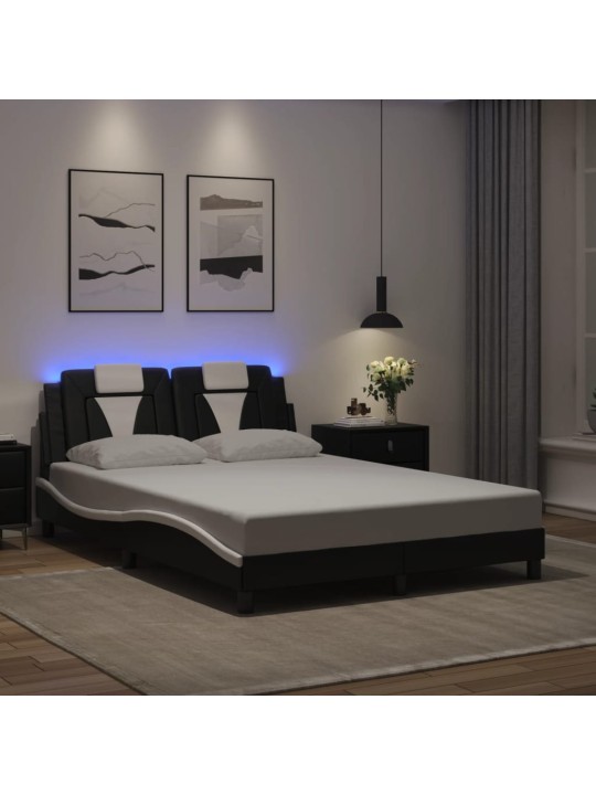 Rám postele s led osvětlením černý a bílý 120x200 cm umělá kůže