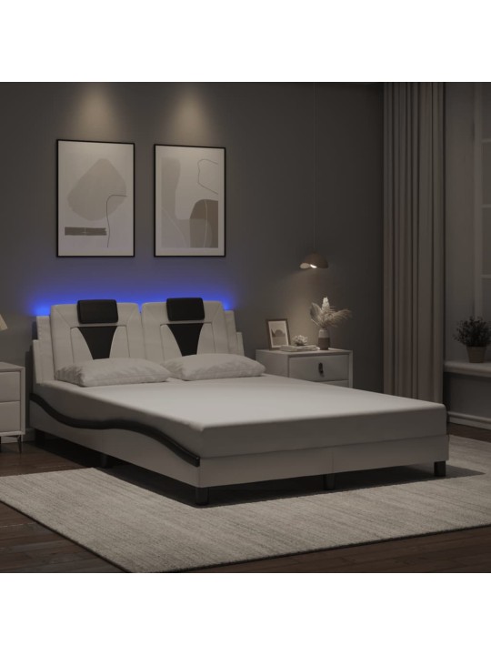 Rám postele s led osvětlením bílý a černý 120x200 cm umělá kůže