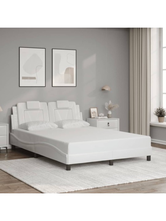 Rám postele s led osvětlením bílý 140 x 190 cm umělá kůže