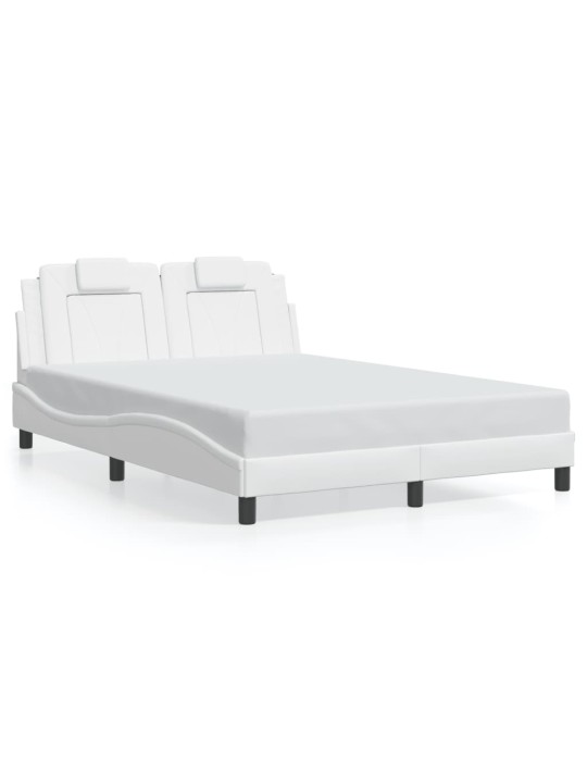 Rám postele s led osvětlením bílý 140 x 190 cm umělá kůže