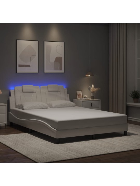 Rám postele s led osvětlením bílý 140 x 190 cm umělá kůže