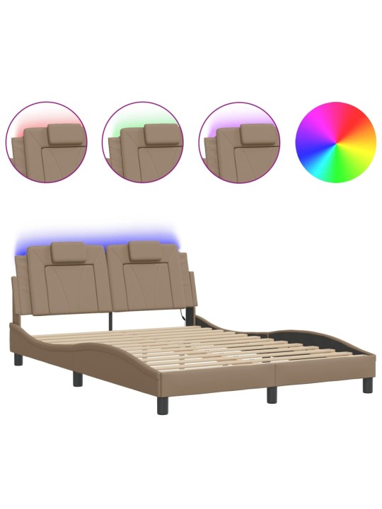 Rám postele s led osvětlením cappuccino 140 x 190 cm umělá kůže