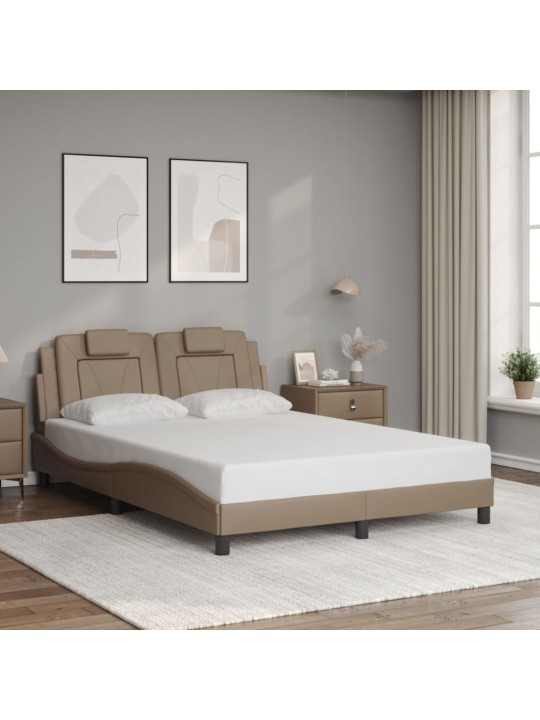 Rám postele s led osvětlením cappuccino 140 x 190 cm umělá kůže