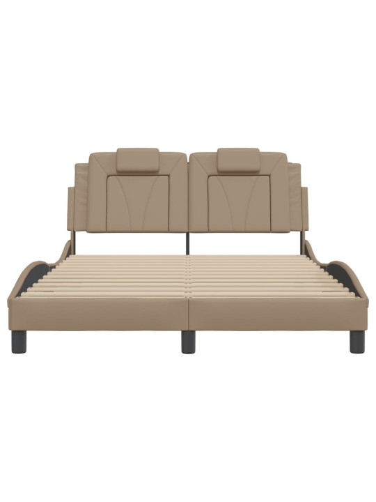 Rám postele s led osvětlením cappuccino 140 x 190 cm umělá kůže