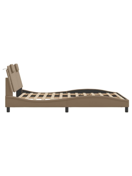 Rám postele s led osvětlením cappuccino 140 x 190 cm umělá kůže