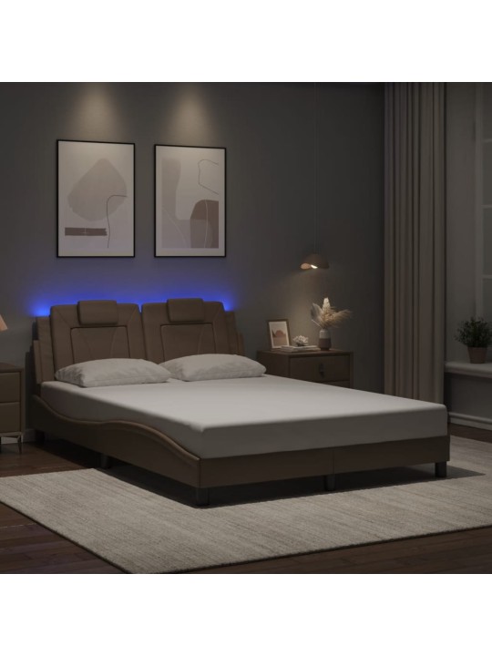 Rám postele s led osvětlením cappuccino 140 x 190 cm umělá kůže