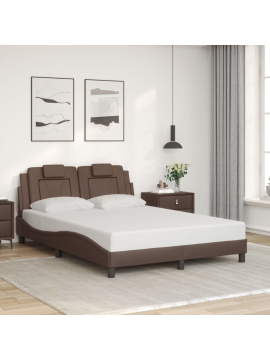 Rám postele s led osvětlením hnědý 140 x 200 cm umělá kůže