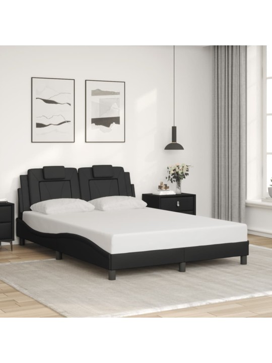 Rám postele s led osvětlením šedý 140 x 200 cm umělá kůže