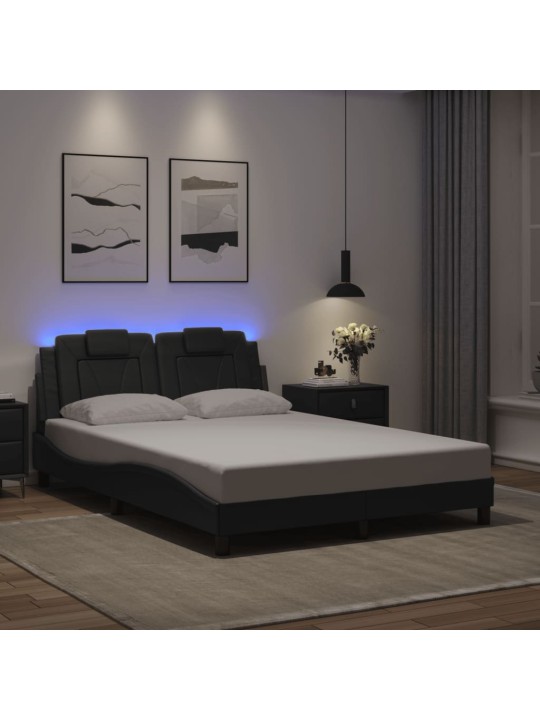Rám postele s led osvětlením šedý 140 x 200 cm umělá kůže