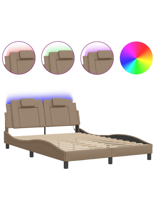 Rám postele s led osvětlením cappuccino 140 x 200 cm umělá kůže
