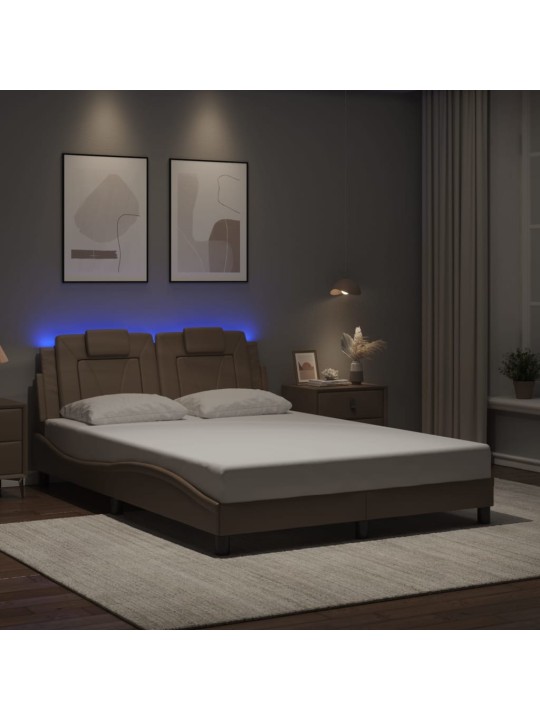 Rám postele s led osvětlením cappuccino 140 x 200 cm umělá kůže