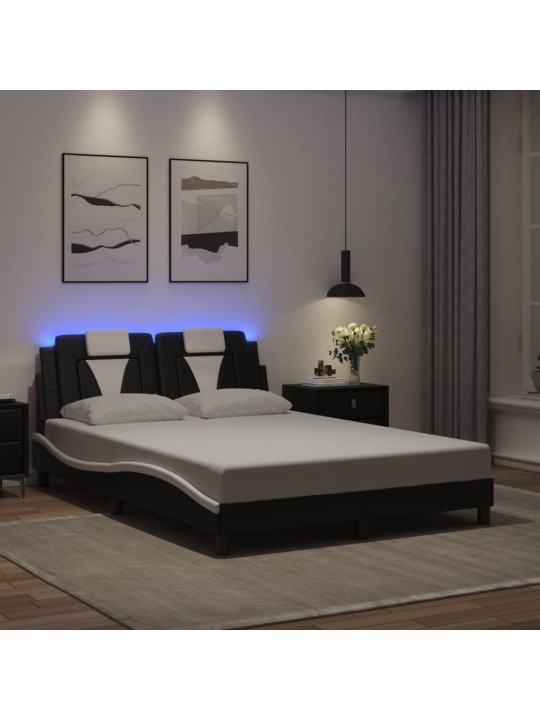 Rám postele s led osvětlením černý a bílý 140x200 cm umělá kůže