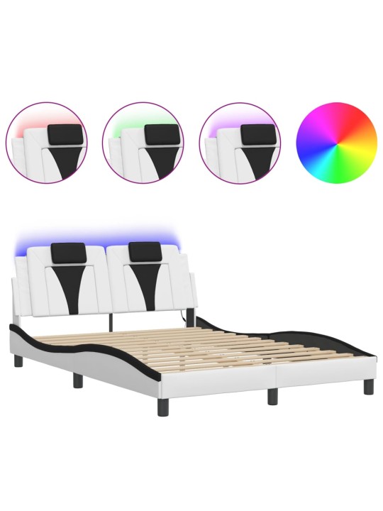 Rám postele s led osvětlením bílý a černý 140x200 cm umělá kůže