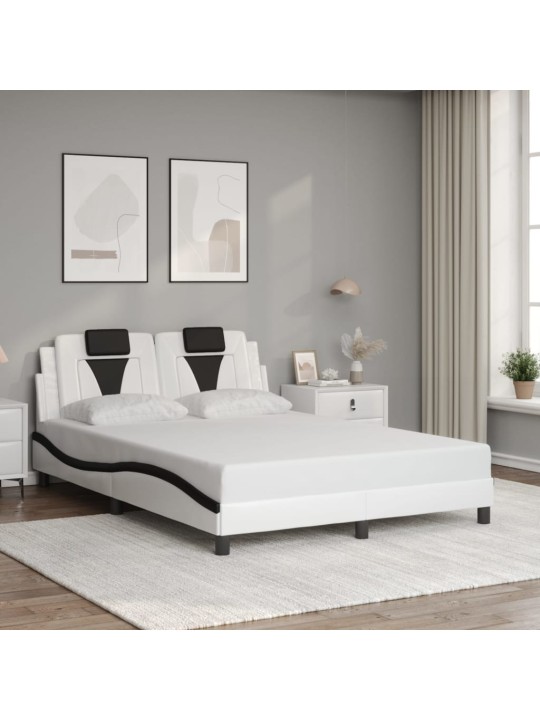 Rám postele s led osvětlením bílý a černý 140x200 cm umělá kůže