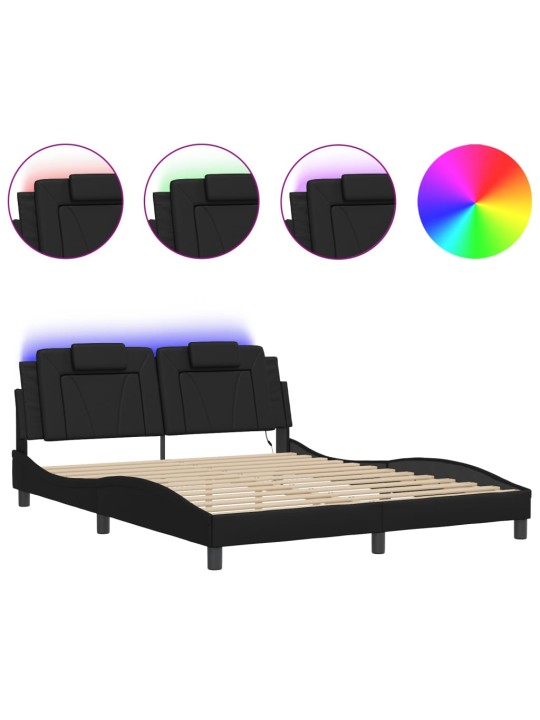 Rám postele s led osvětlením černý 160 x 200 cm umělá kůže