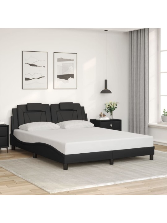 Rám postele s led osvětlením černý 160 x 200 cm umělá kůže