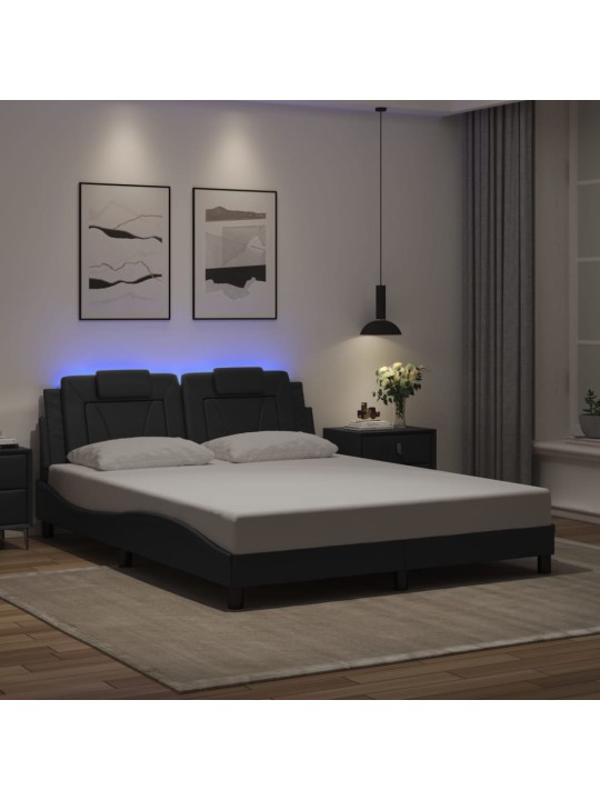 Rám postele s led osvětlením černý 160 x 200 cm umělá kůže
