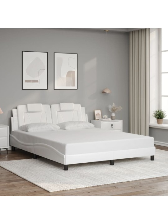 Rám postele s led osvětlením bílý 160 x 200 cm umělá kůže