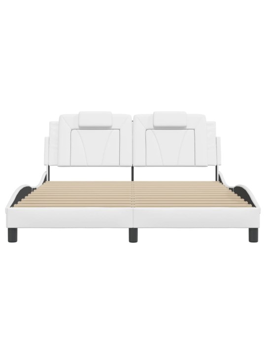 Rám postele s led osvětlením bílý 160 x 200 cm umělá kůže