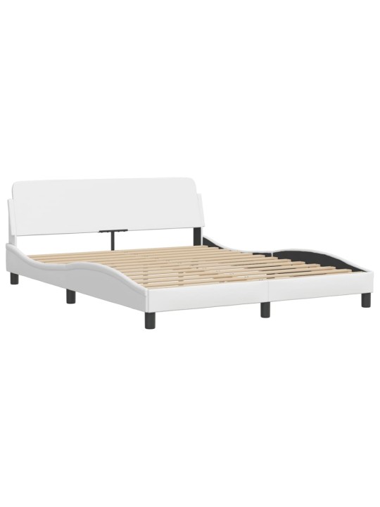 Rám postele s led osvětlením bílý 160 x 200 cm umělá kůže