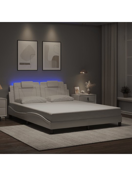 Rám postele s led osvětlením bílý 160 x 200 cm umělá kůže