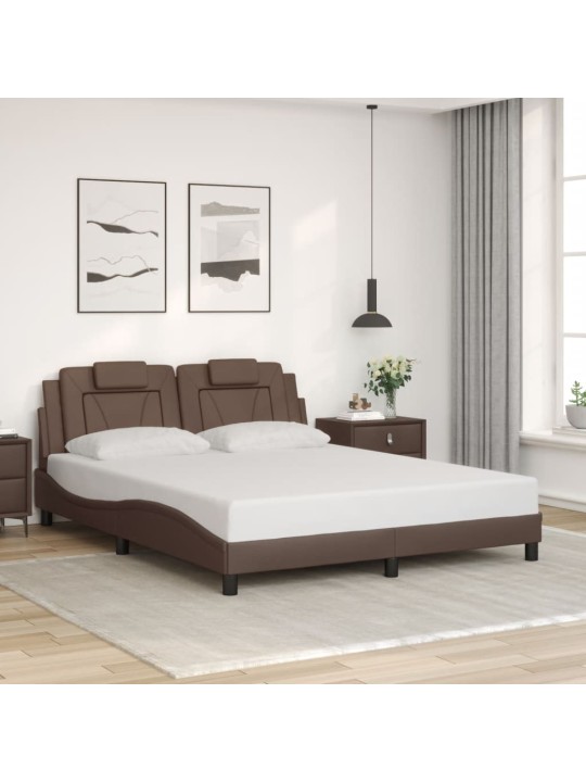 Rám postele s led osvětlením hnědý 160 x 200 cm umělá kůže