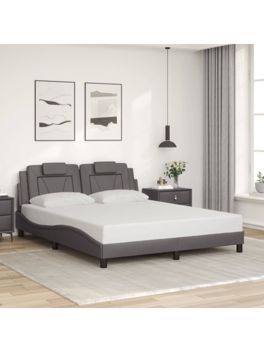 Rám postele s led osvětlením šedý 160 x 200 cm umělá kůže