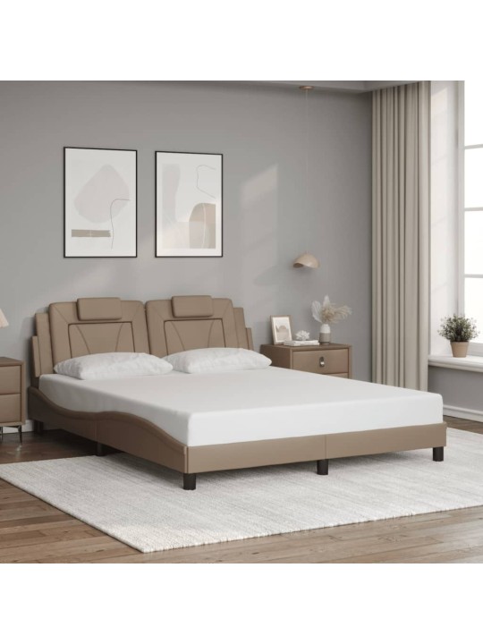Rám postele s led osvětlením cappuccino 160 x 200 cm umělá kůže