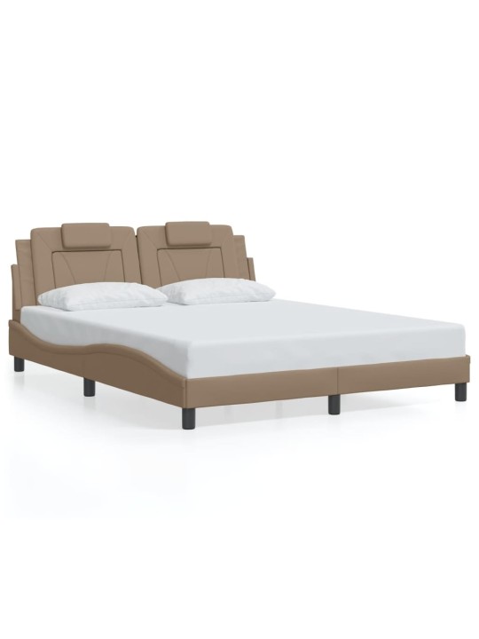 Rám postele s led osvětlením cappuccino 160 x 200 cm umělá kůže