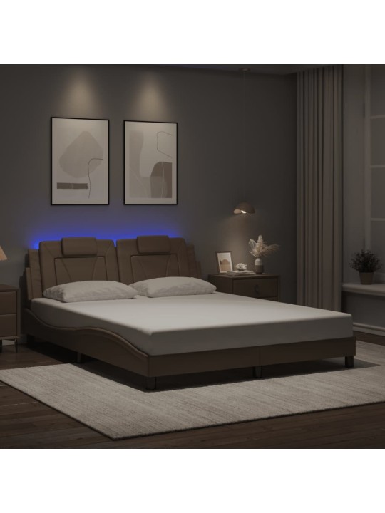 Rám postele s led osvětlením cappuccino 160 x 200 cm umělá kůže