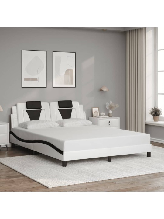 Rám postele s led osvětlením bílý a černý 160x200 cm umělá kůže