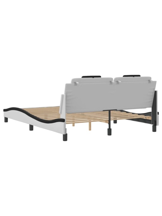 Rám postele s led osvětlením bílý a černý 160x200 cm umělá kůže