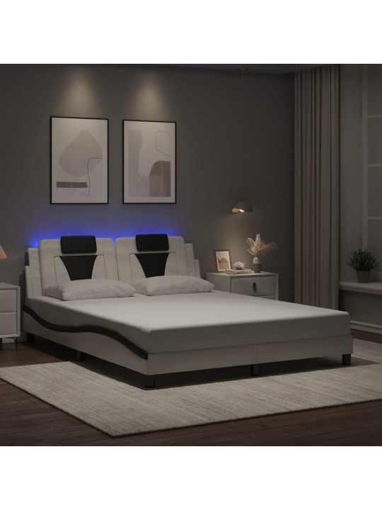Rám postele s led osvětlením bílý a černý 160x200 cm umělá kůže