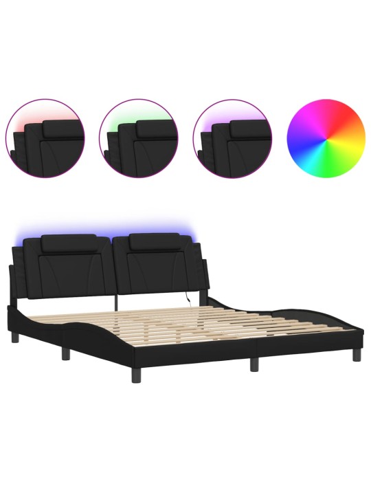 Rám postele s led osvětlením černý 180 x 200 cm umělá kůže