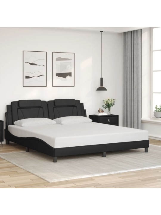 Rám postele s led osvětlením černý 180 x 200 cm umělá kůže