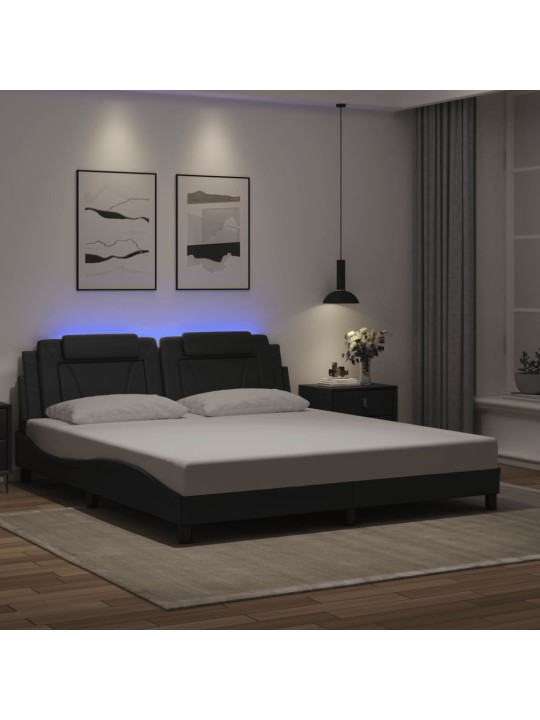 Rám postele s led osvětlením černý 180 x 200 cm umělá kůže