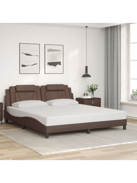 Rám postele s led osvětlením hnědý 180 x 200 cm umělá kůže