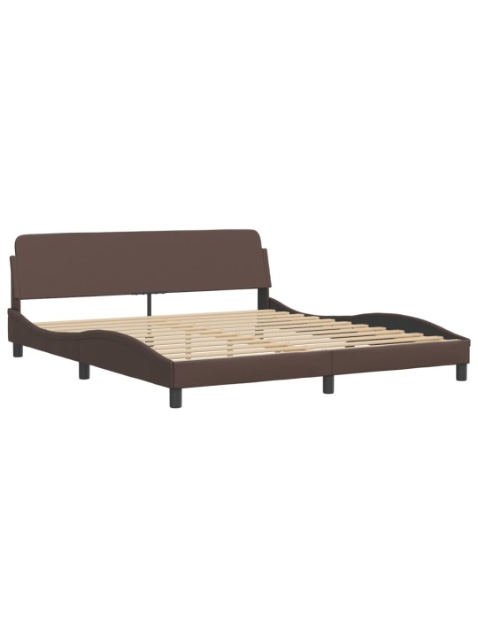 Rám postele s led osvětlením hnědý 180 x 200 cm umělá kůže