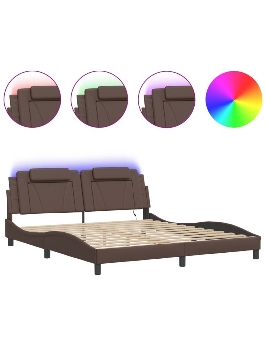 Rám postele s led osvětlením šedý 180 x 200 cm umělá kůže