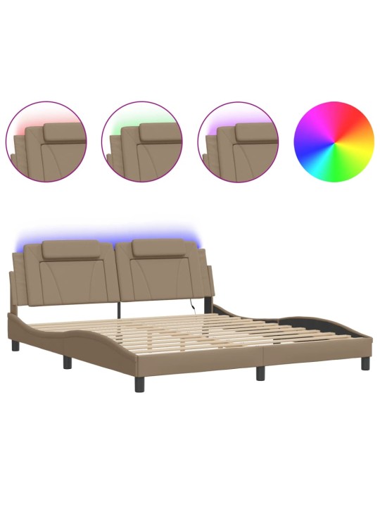 Rám postele s led osvětlením cappuccino 180x200 cm umělá kůže